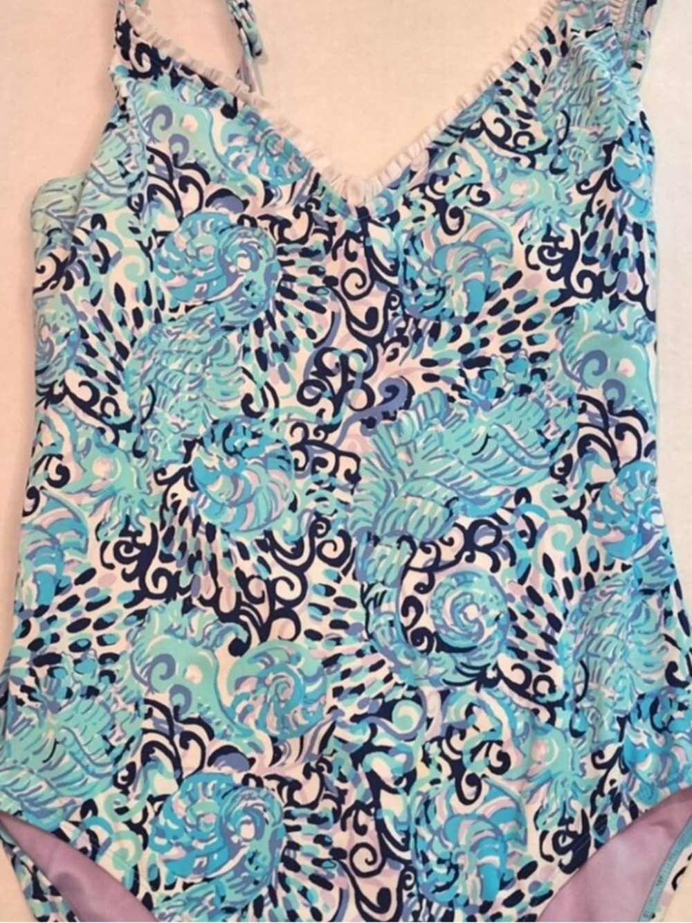 Lilly Pulitzer Araza One Piece Aqua Spritz Size 4 - Picture 4 of 7